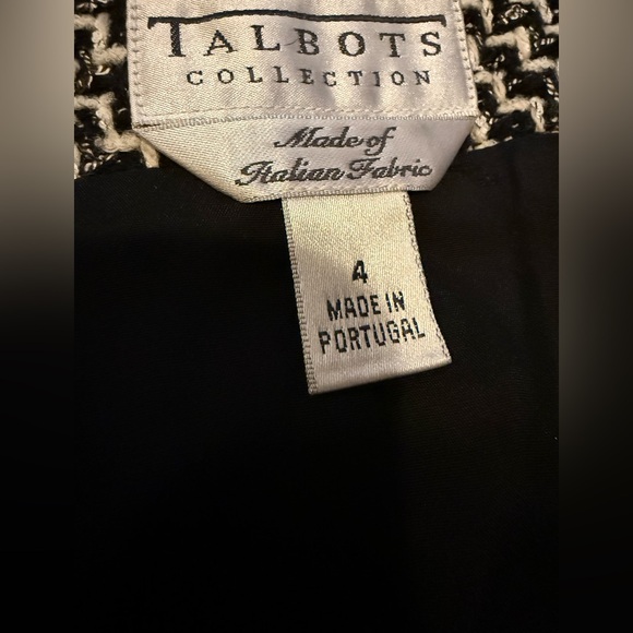 Talbots Elegant Alpaca Blend Textured Black and White Patterned Pencil Skirt - Picture 2 of 4